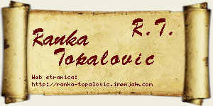 Ranka Topalović vizit kartica